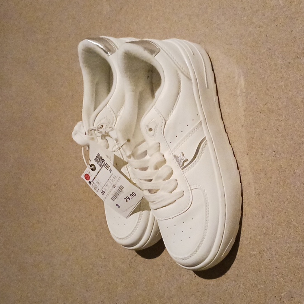 Zara, white/silver, girls sneakers, size 3.5
